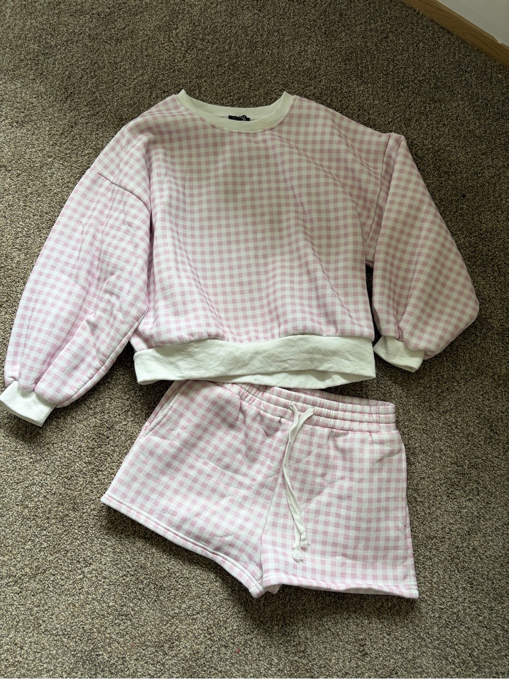 Women’s Pink Gingham Set - Cozy Top & Shorts